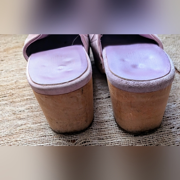 Charlotte Stone •  Martino Clogs In Lilac Suede with Wood Sole Size 7 - Picture 6 of 6